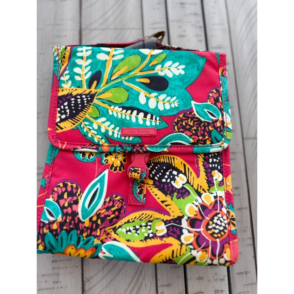 V- 017- Vera Bradley Insulated Lunch Bag Cooler Pink Teal Floral Buckle Closure